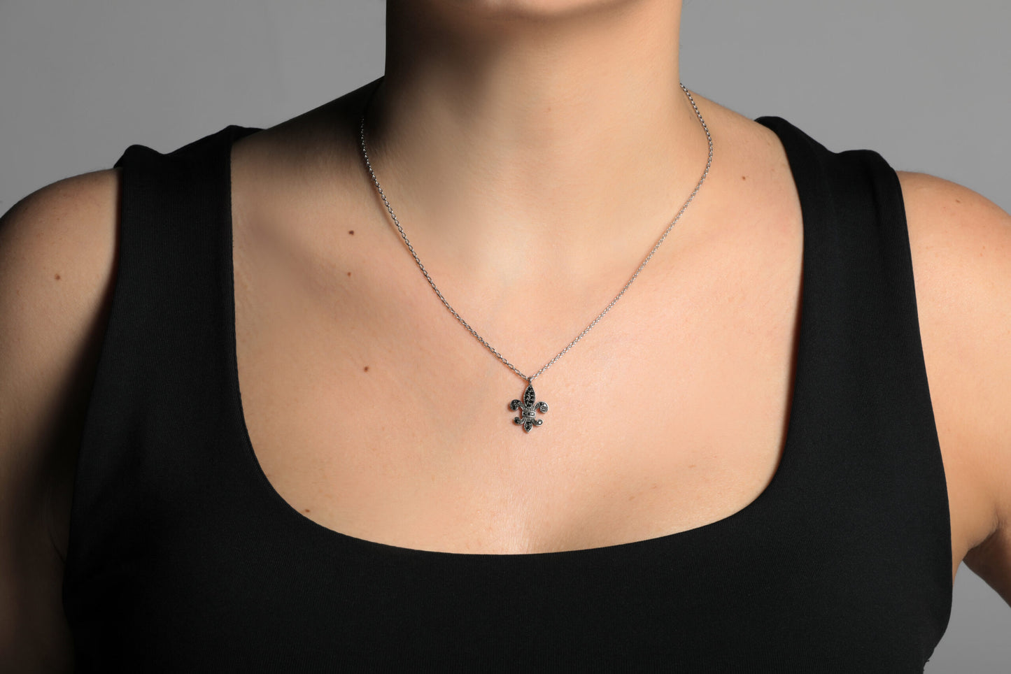 Fleur De Lys Necklace Black