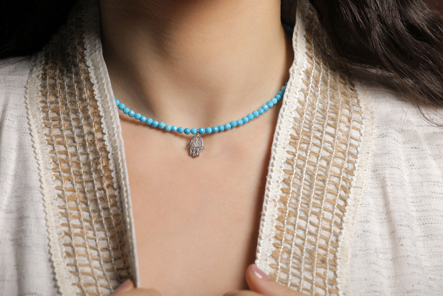 Hamsa Turquoise Choker