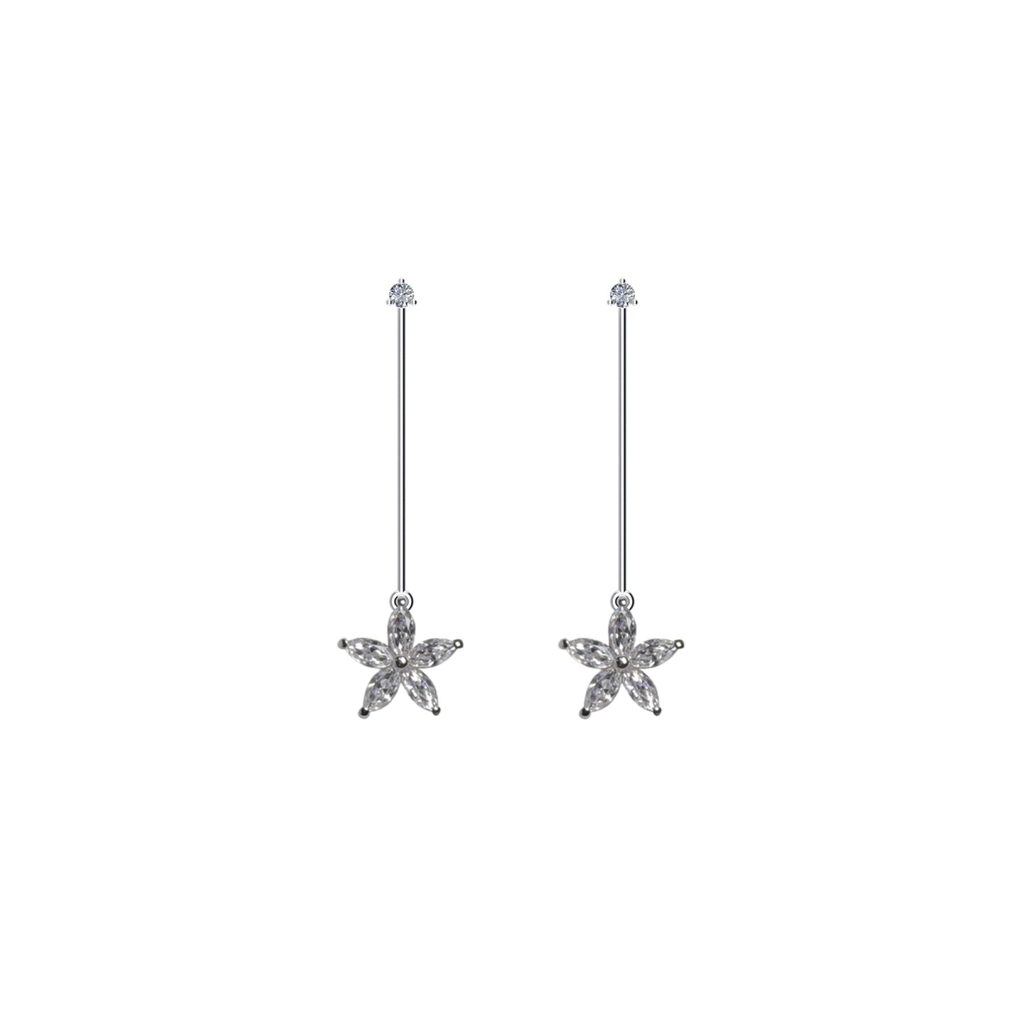 Flora Long Earrings White