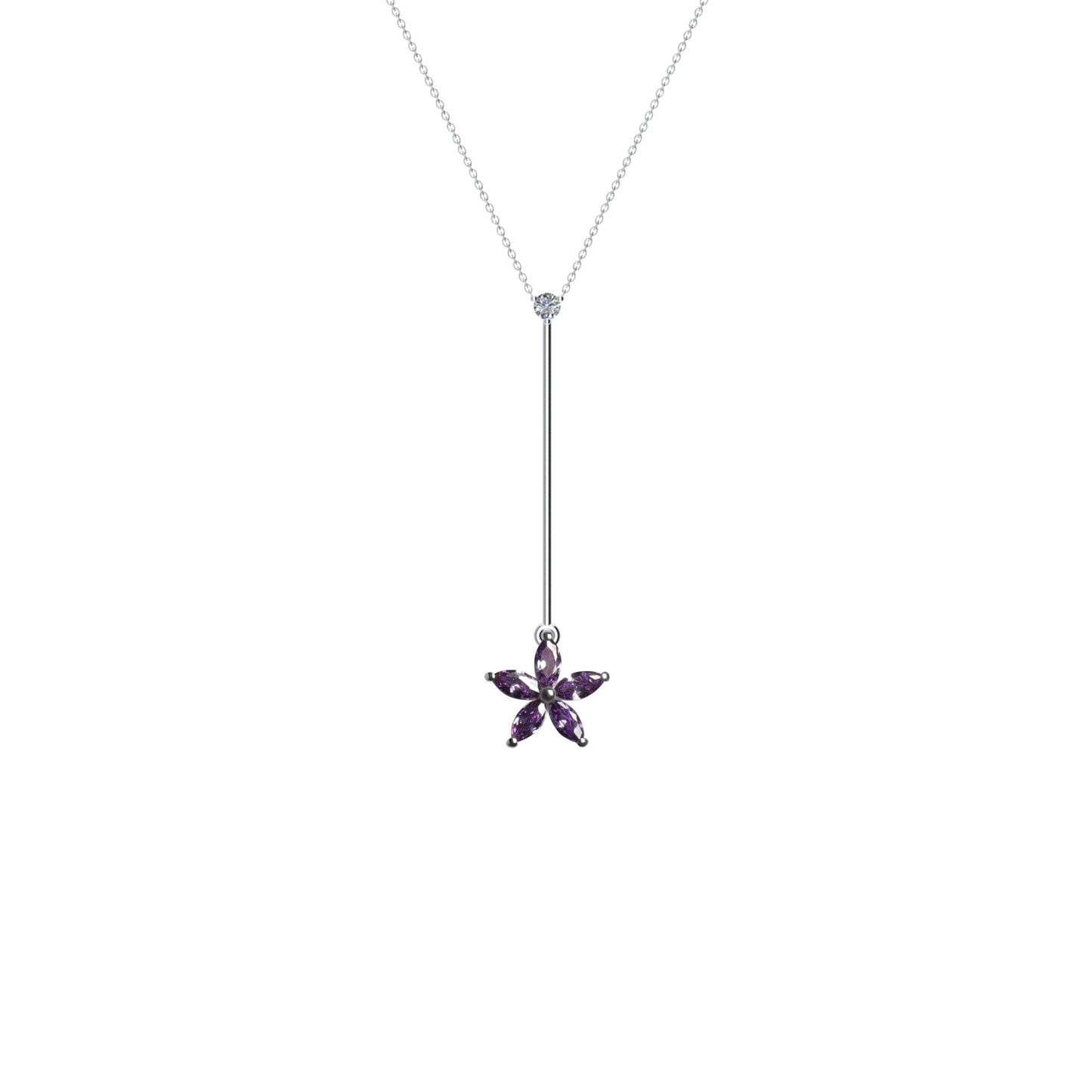 Flora Long Necklace Purple