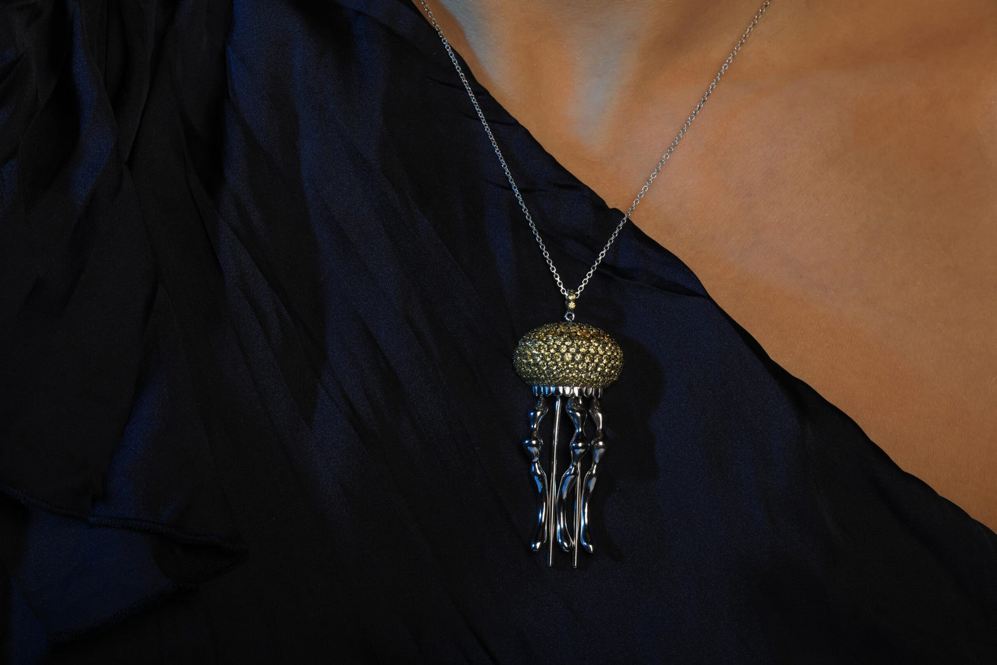 Jelly Fish Necklace Yellow