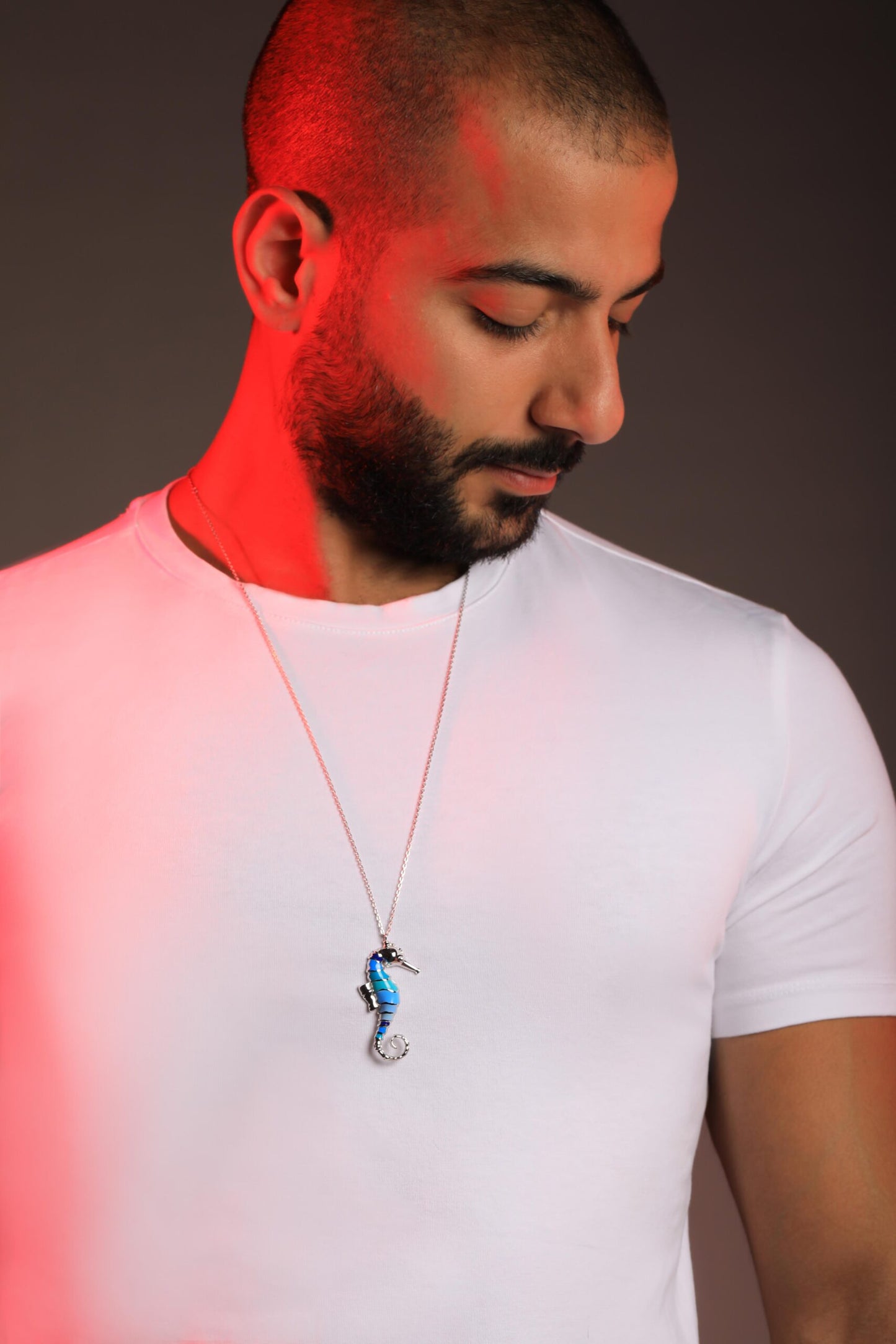 Sea Horse Necklace Blue