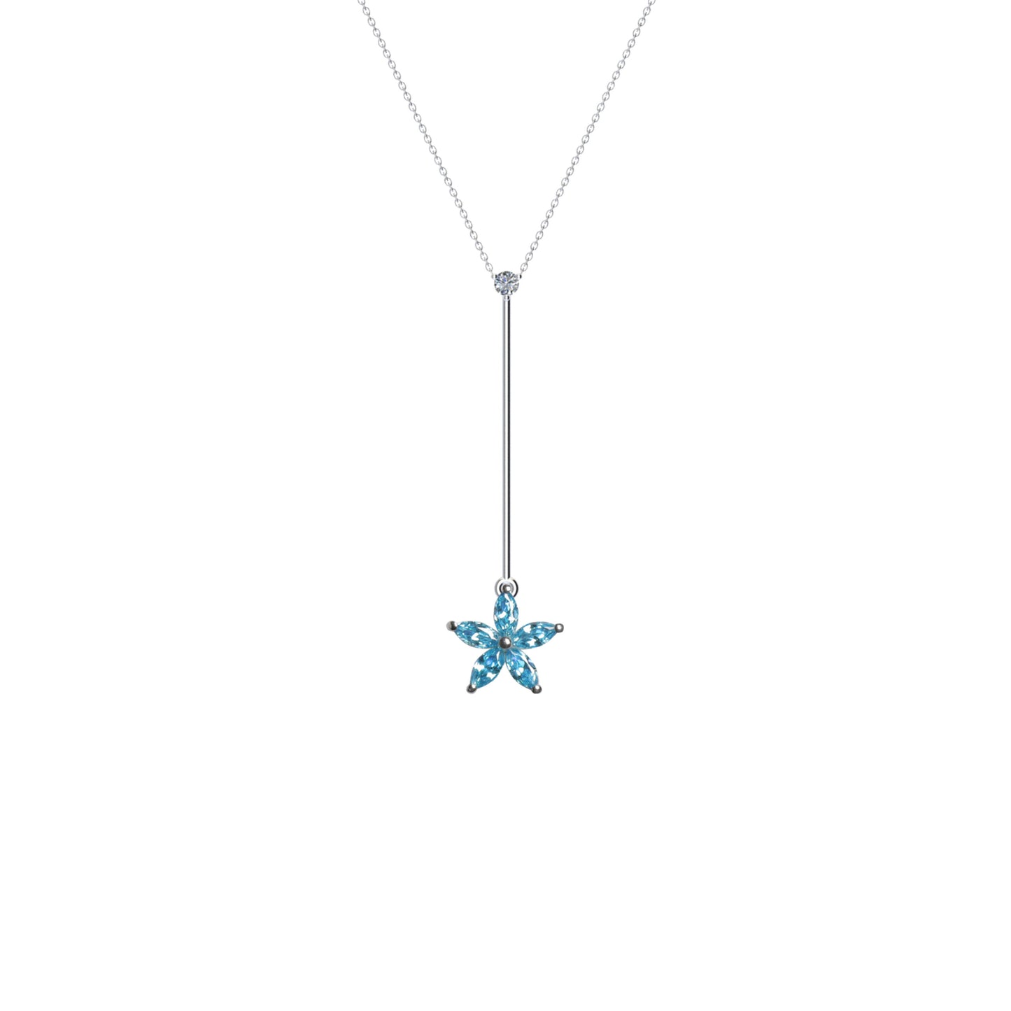 Flora Long Necklace Blue