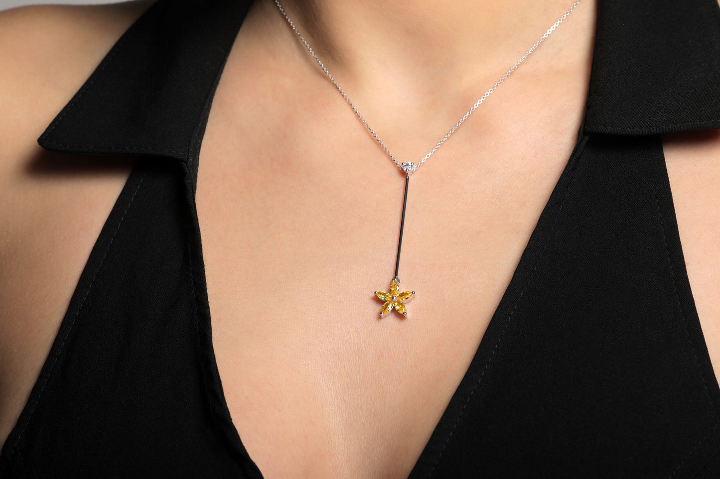 Flora Long Necklace Yellow