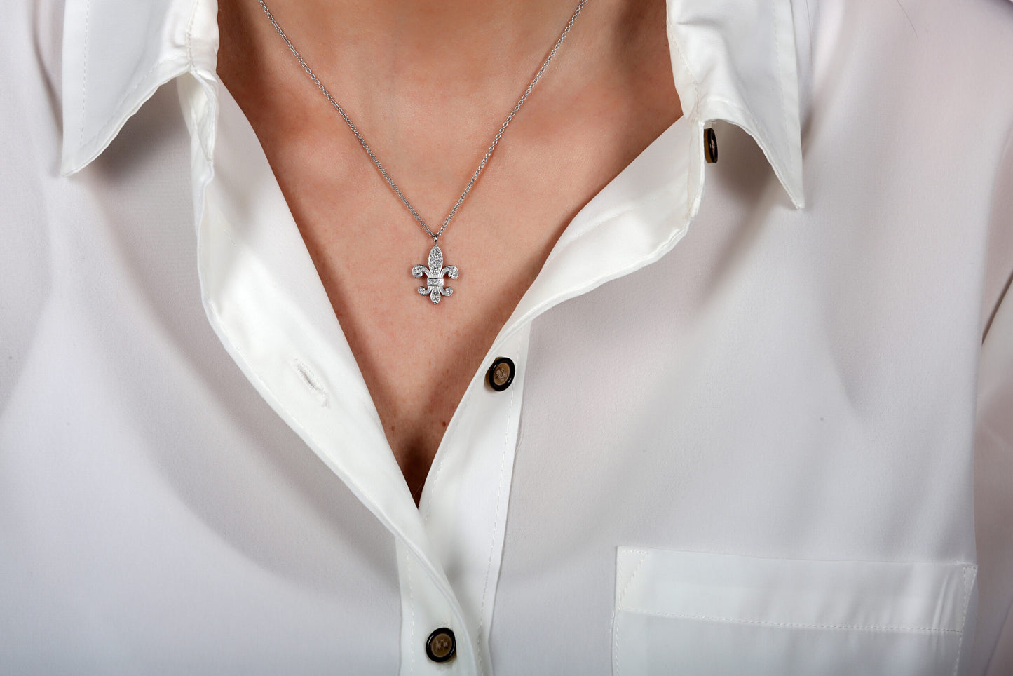 Fleur De Lys Necklace White