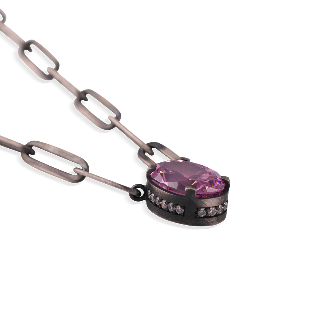 Oval Pink Tourmaline Shimmera Choker