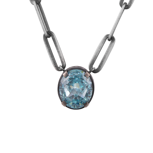 Oval Swiss Blue Topaz Shimmera Choker