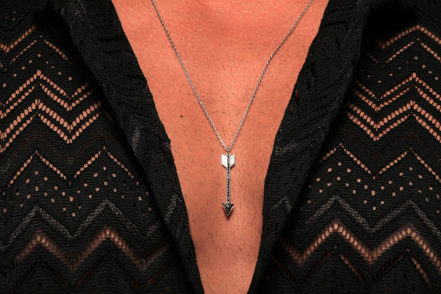 Arrow Necklace Black Zircon