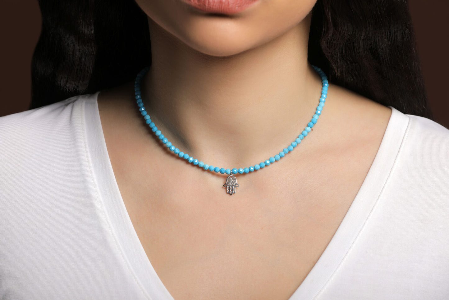 hamsa turquoise choker