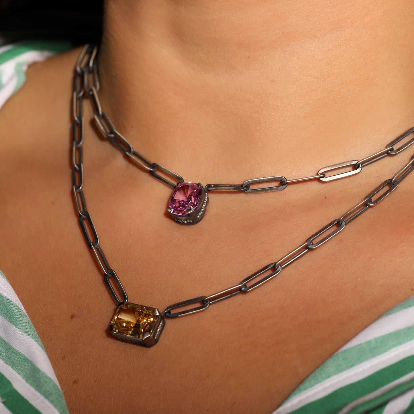 Cushion Pink Tourmaline Shimmera Choker