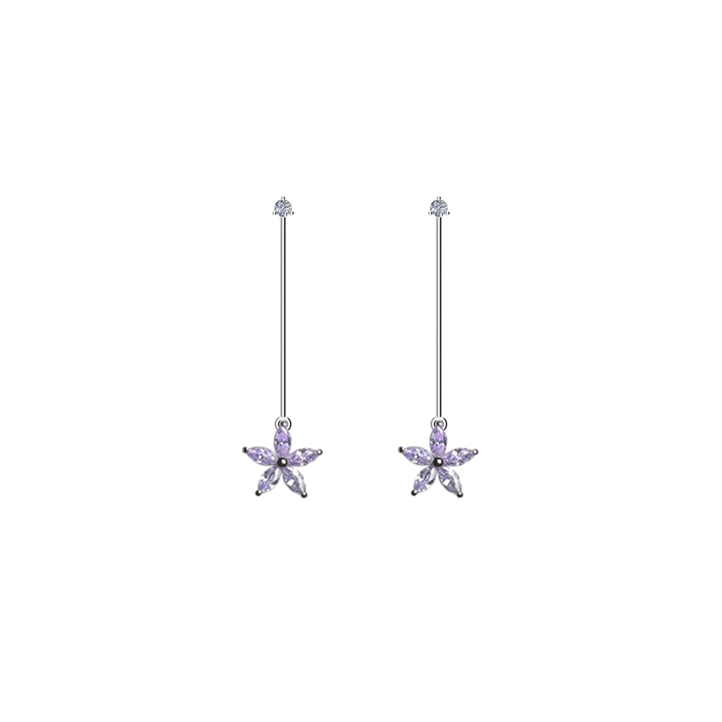 Flora Long Earrings Lavender