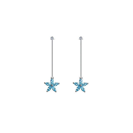 flora long earrings-blue