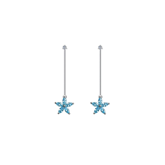 Flora Long Earrings Blue