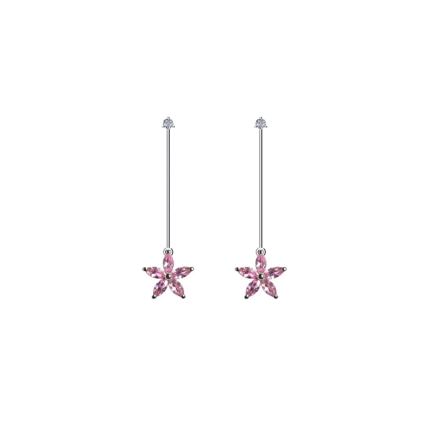 Flora Long Earrings Pink