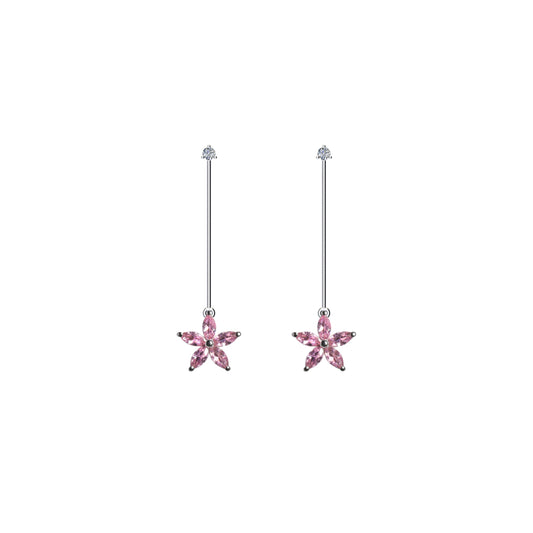 Flora Long Earrings Pink