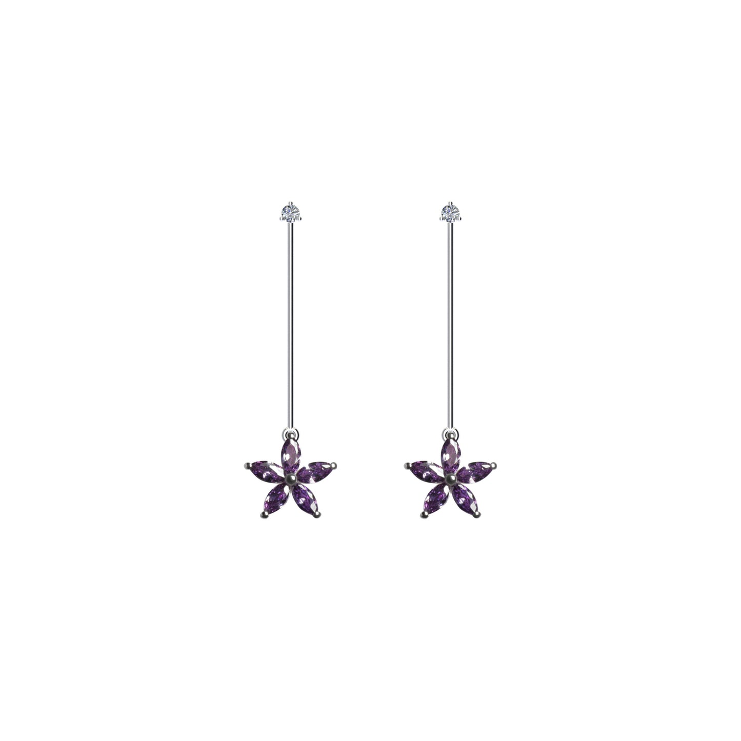 Flora Long Earrings Purple