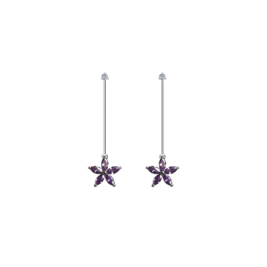 flora long earrings-purple