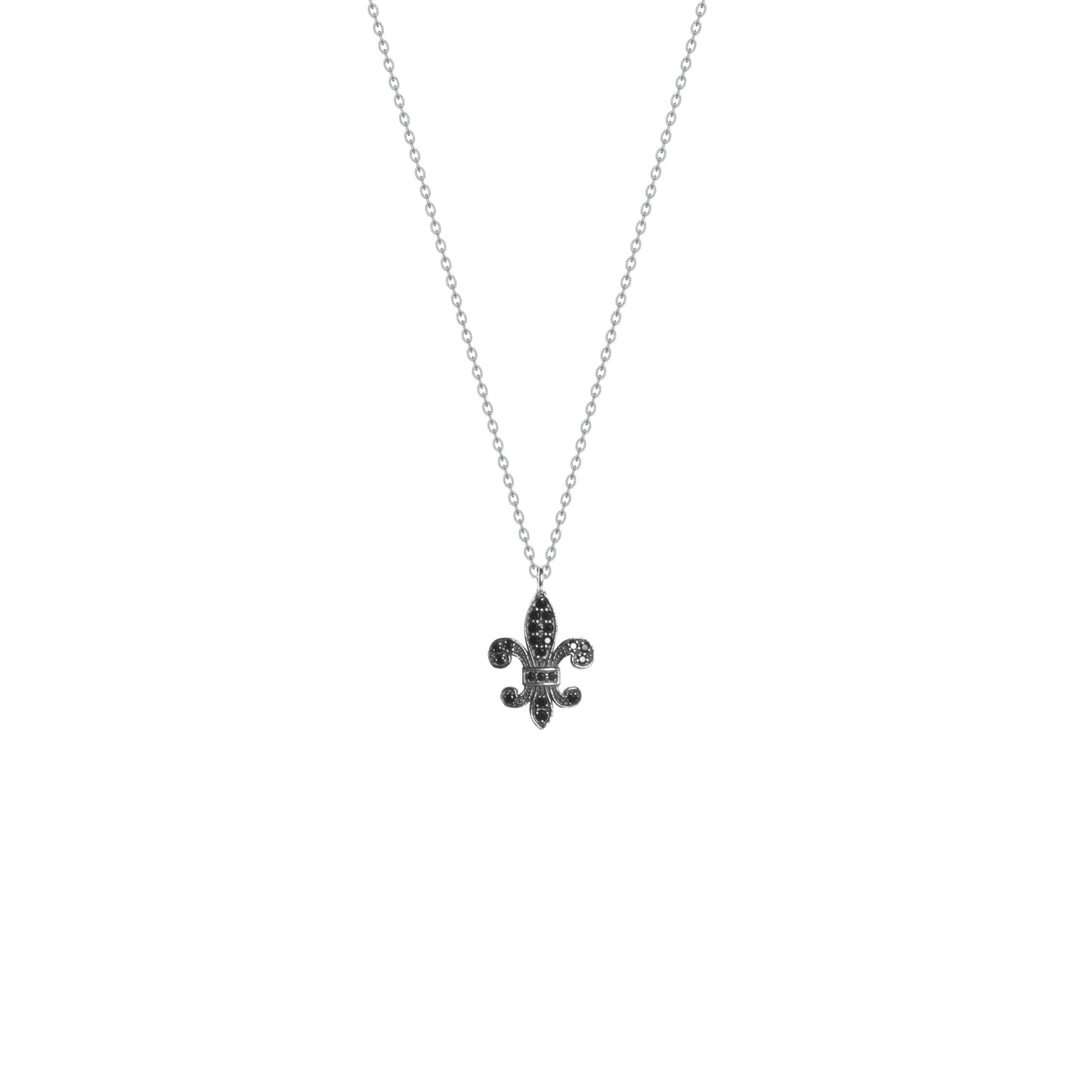 fleur de lys necklace black