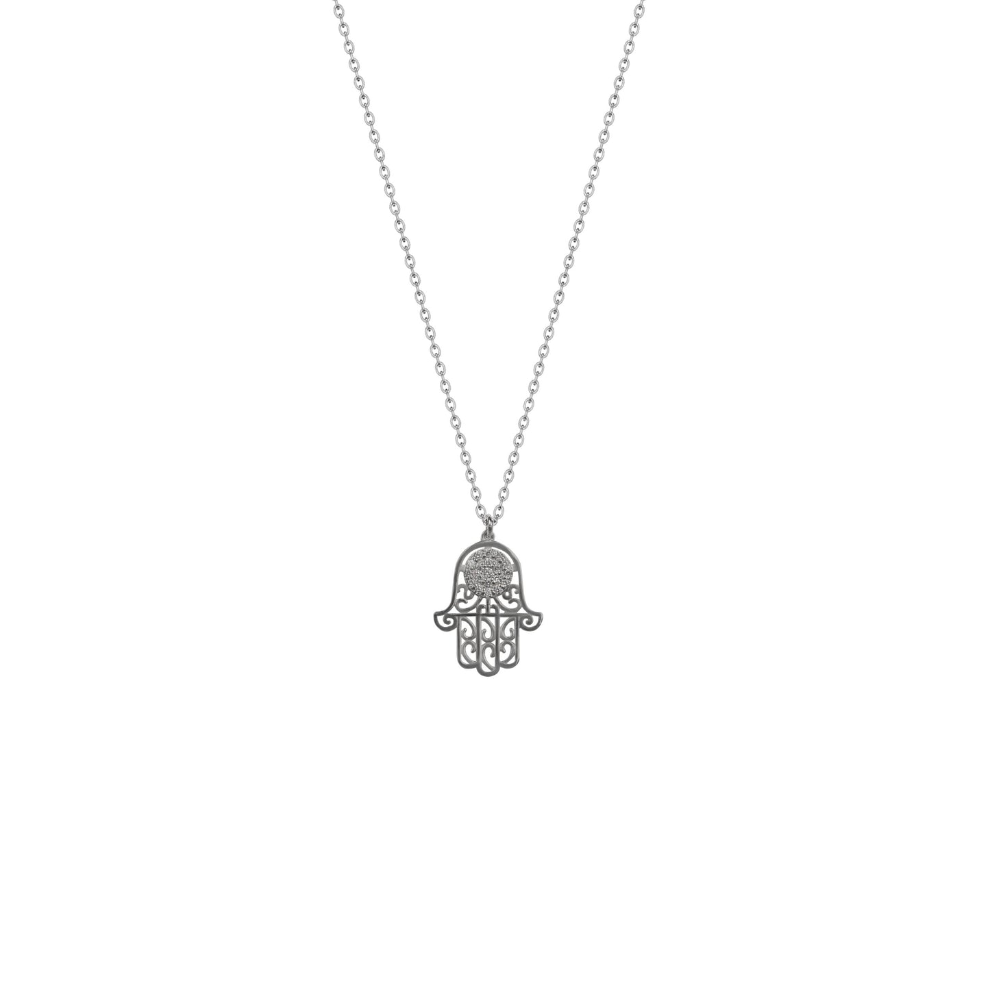 Hamsa White Necklace