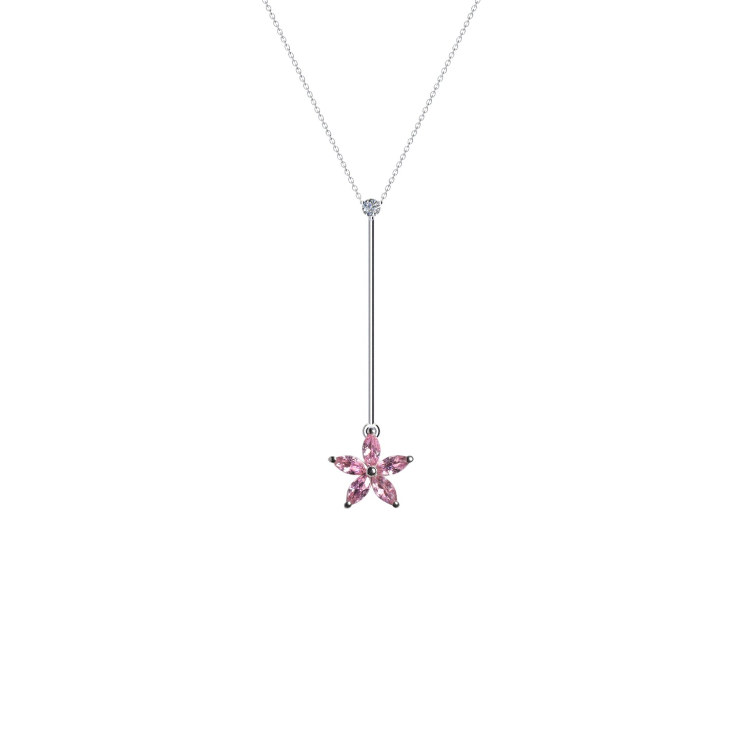 Flora Long Necklace Pink