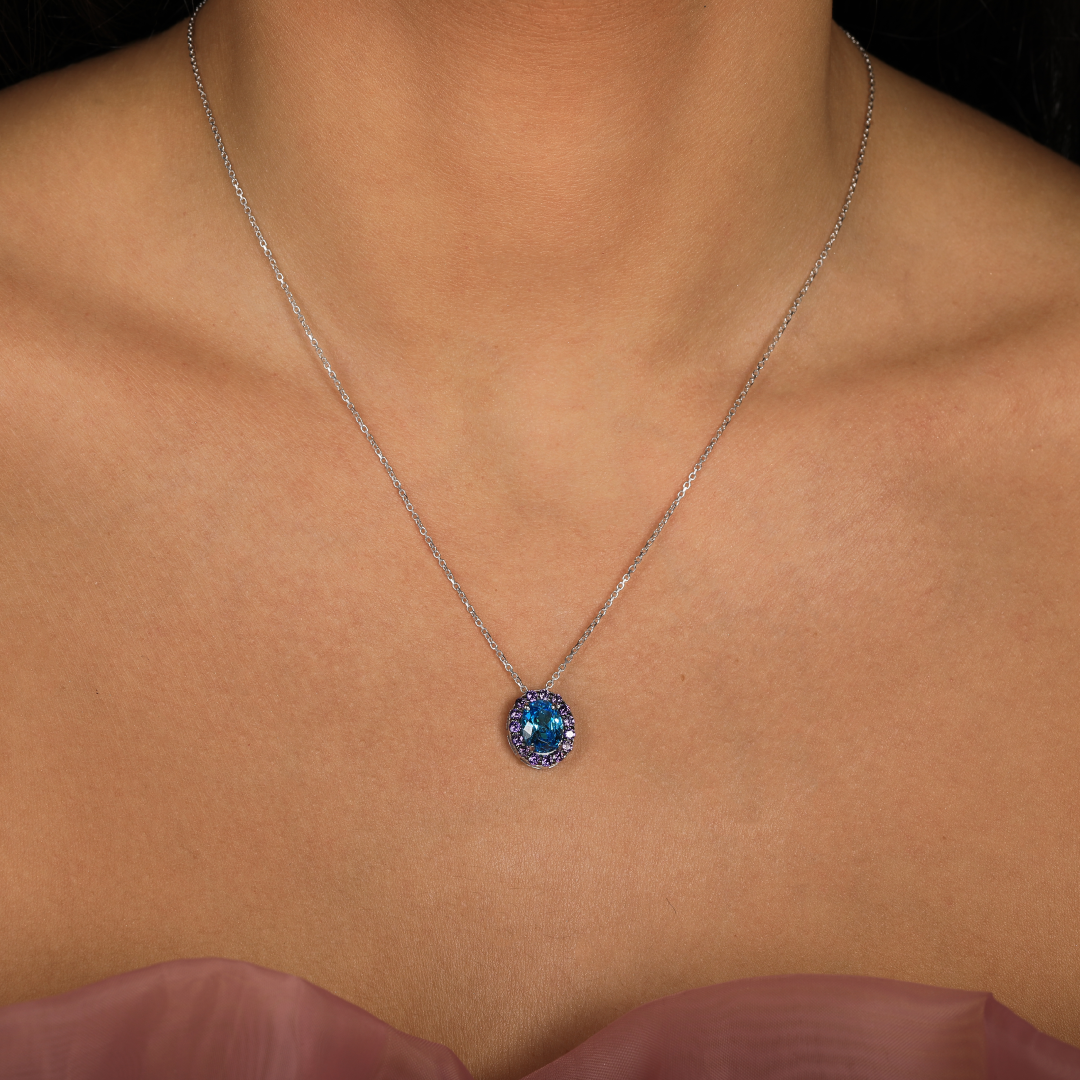 Blue Moon Halo Necklace