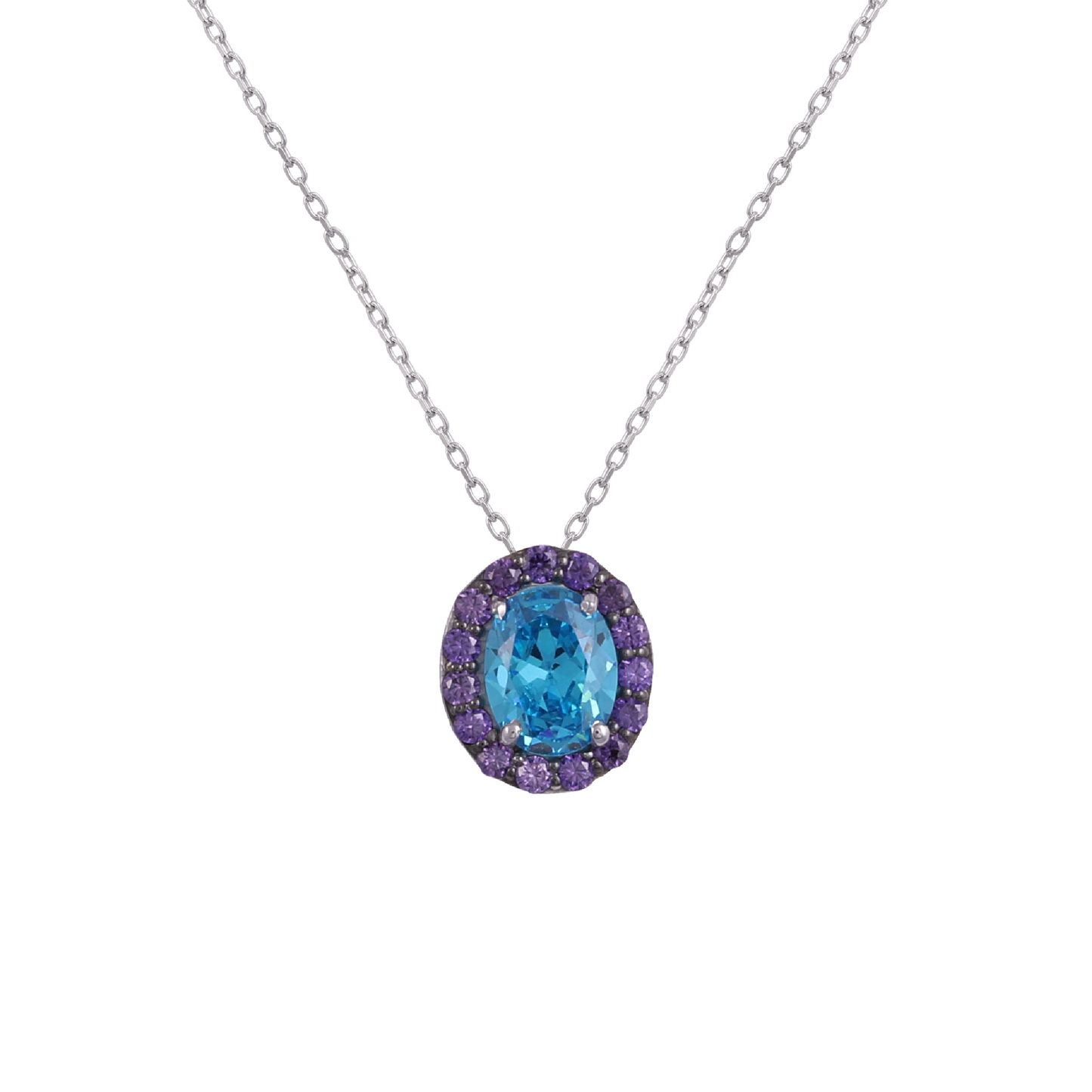 blue moon halo necklace