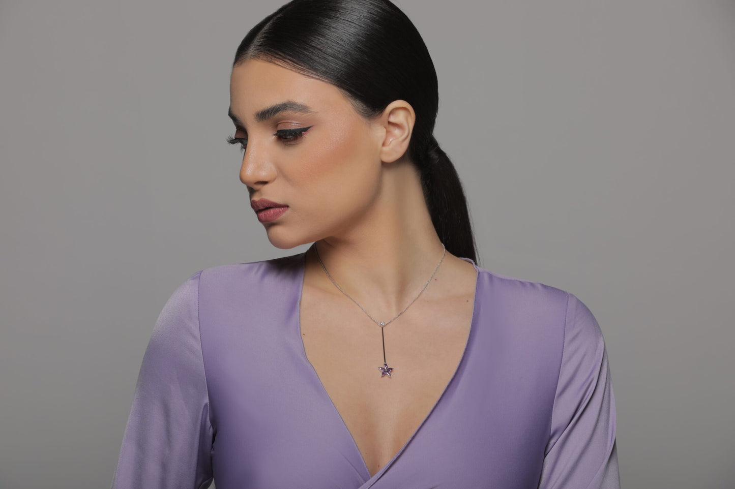 flora long necklace-purple